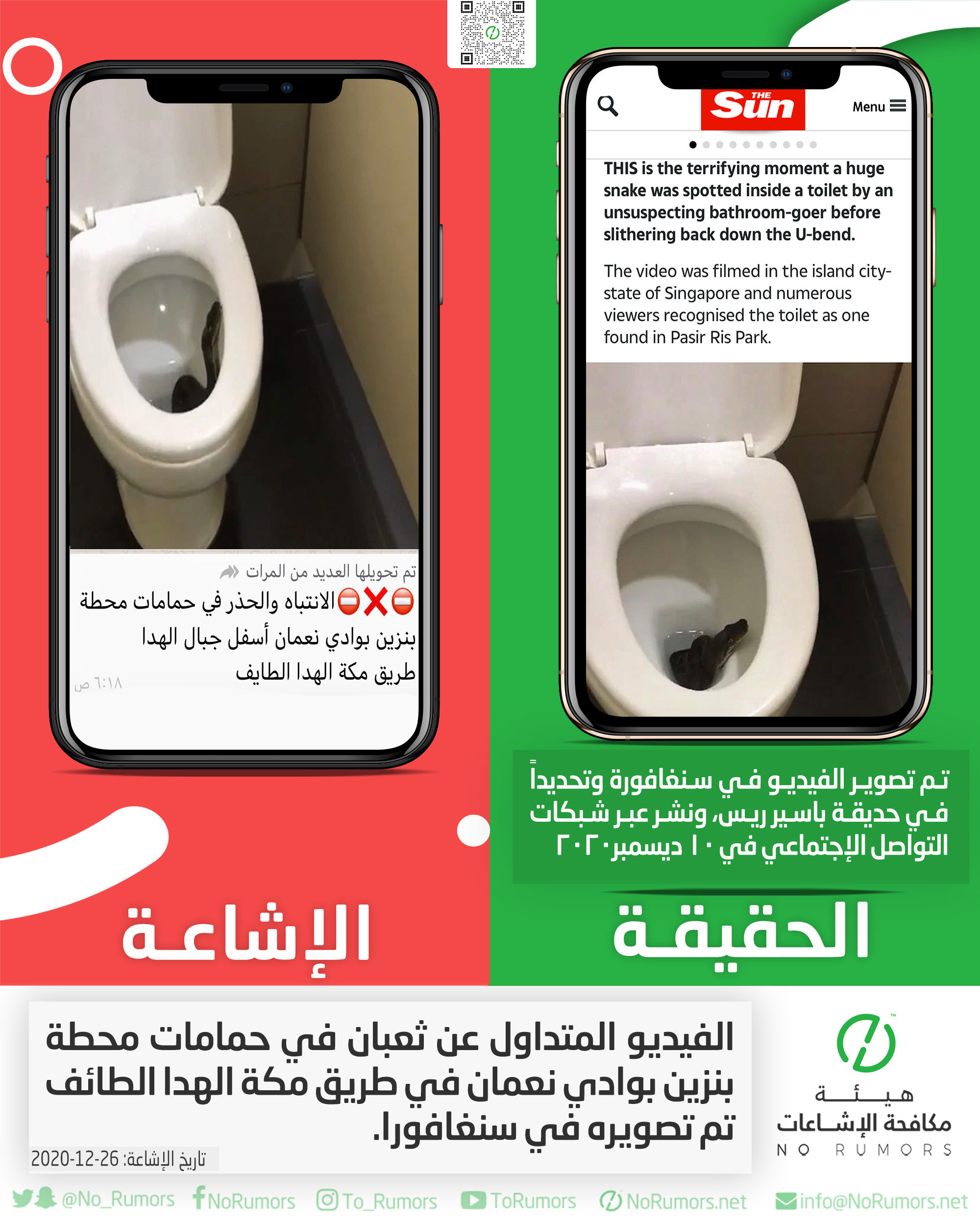 حقيقة الفيديو المتداول عن ثعبان في حمامات محطة بنزين بوادي نعمان في طريق مكة الهدا الطائف