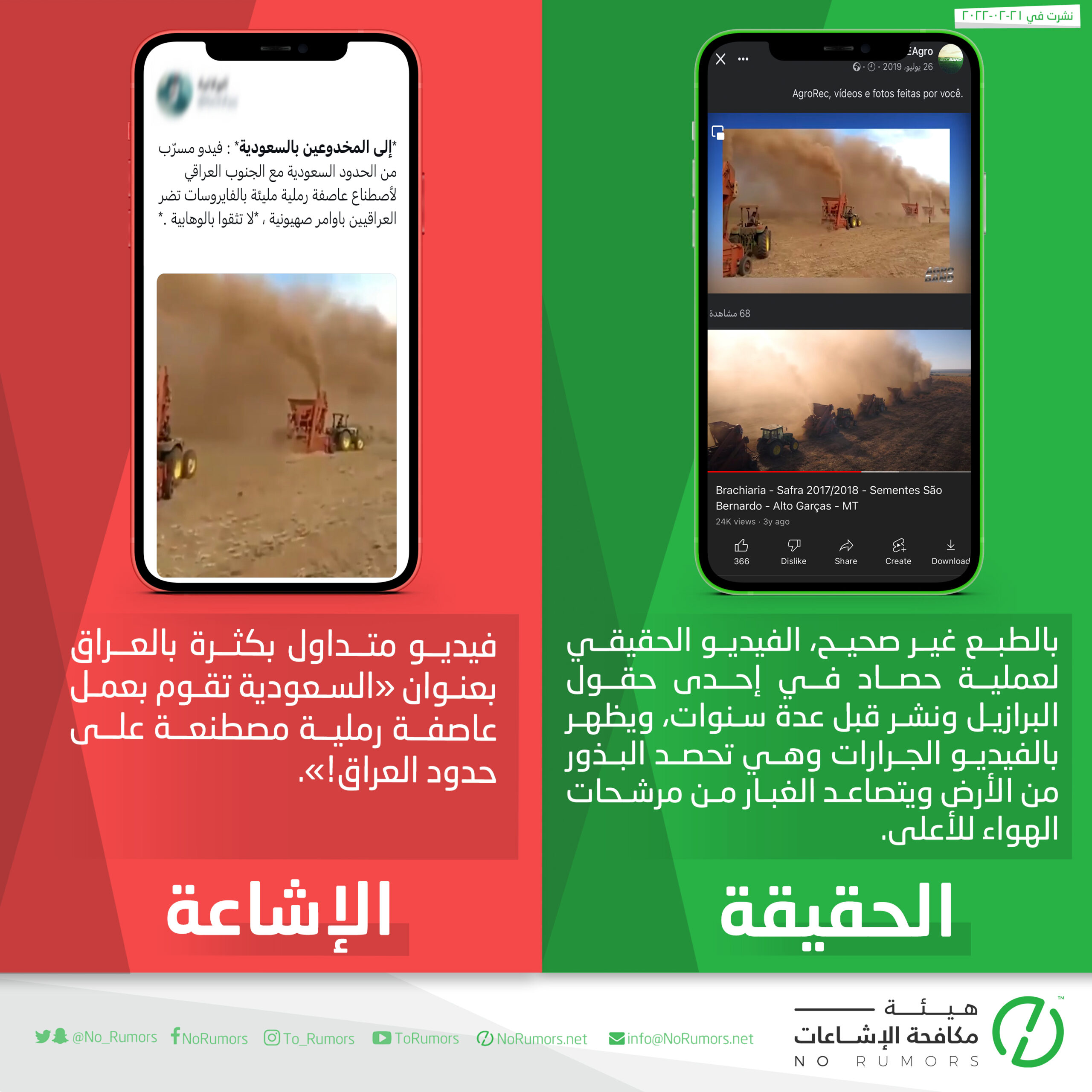 حقيقة الفيديو بعنوان “السعودية تقوم بعمل عاصفة رملية مصطنعة على حدود العراق”